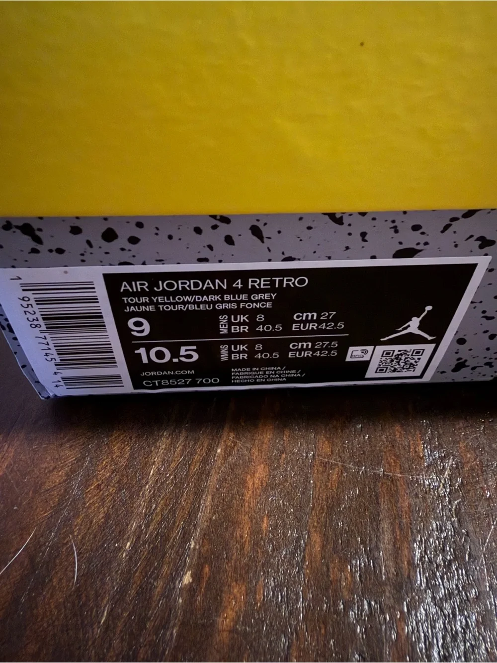 Nike Air Jordan 4 Retro 'Lightning' Sneakers in Tour Yellow - Size 9M DeadStock